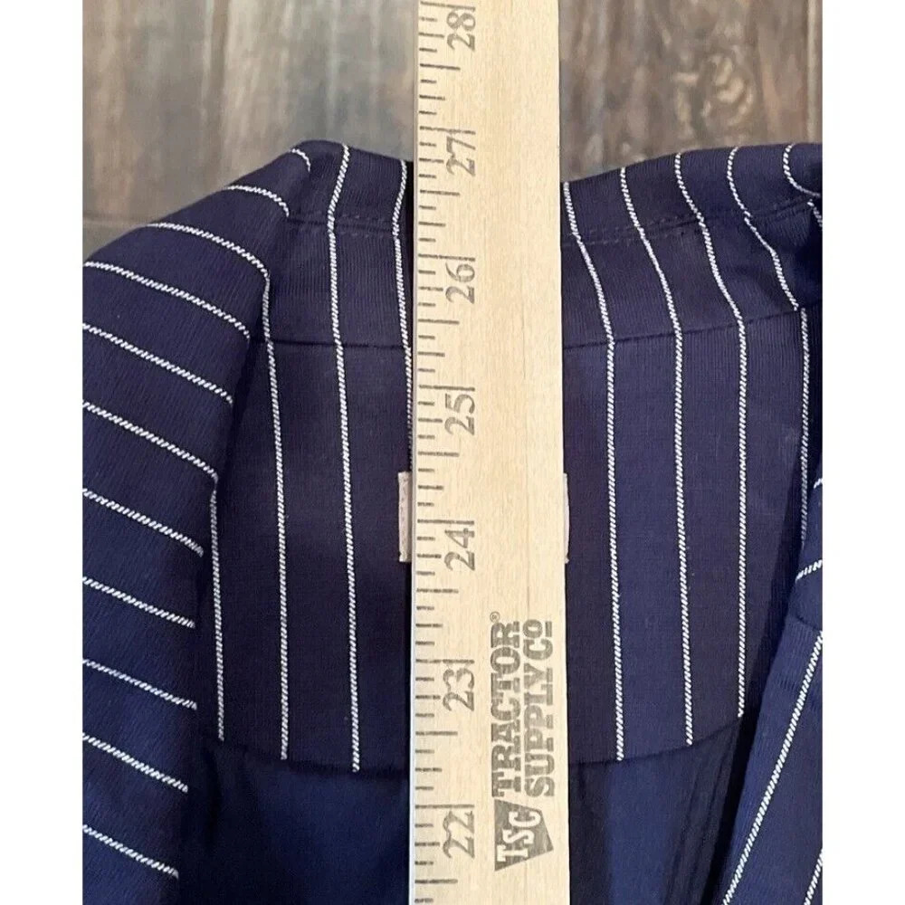 Chicos Women’s‎ 1 US 8/10 Blazer Jacket Blue White Stripe Faux Pearl Buttons - Picture 8 of 11